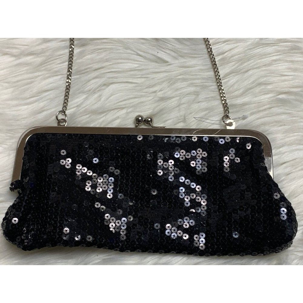 Ann Taylor Loft Small Evening Sequin Clutch Shoulder Bag Chain Strap 9”x4.5”